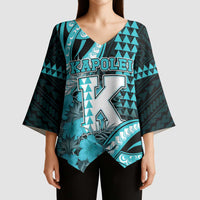 Personalised Hawaii Kapolei High School Kimono Sleeve Blouse Tribal Tattoo With Hibiscus Flowers
