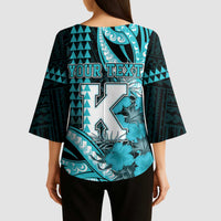 Personalised Hawaii Kapolei High School Kimono Sleeve Blouse Tribal Tattoo With Hibiscus Flowers