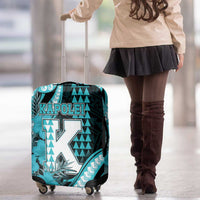 Hawaii Kapolei High School Luggage Cover Tribal Tattoo With Hibiscus Flowers
