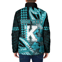Personalised Hawaii Kapolei High School Padded Jacket Tribal Tattoo With Hibiscus Flowers LT05 - Polynesian Pride
