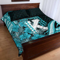 Hawaii Kapolei High School Quilt Bed Set Tribal Tattoo With Hibiscus Flowers