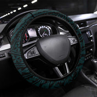 Hawaii Kapolei High School Steering Wheel Cover Tribal Tattoo With Hibiscus Flowers LT05 Universal Fit Dark Teal - Polynesian Pride