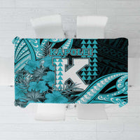 Hawaii Kapolei High School Tablecloth Tribal Tattoo With Hibiscus Flowers