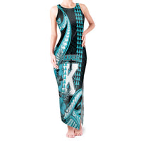 Personalised Hawaii Kapolei High School Tank Maxi Dress Tribal Tattoo With Hibiscus Flowers
