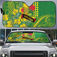 Hawaii Leilehua High School Auto Sun Shade Tribal Tattoo With Hibiscus Flowers LT05 Green - Polynesian Pride