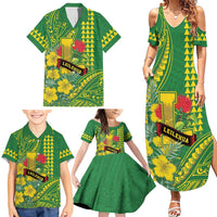 Personalised Hawaii Leilehua High School Family Matching Summer Maxi Dress and Hawaiian Shirt Tribal Tattoo With Hibiscus Flowers