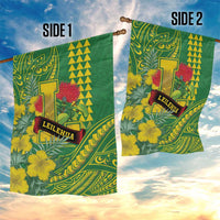 Hawaii Leilehua High School Garden Flag Tribal Tattoo With Hibiscus Flowers