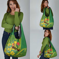 Hawaii Leilehua High School Grocery Bag Tribal Tattoo With Hibiscus Flowers