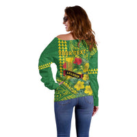 Personalised Hawaii Leilehua High School Off Shoulder Sweater Tribal Tattoo With Hibiscus Flowers