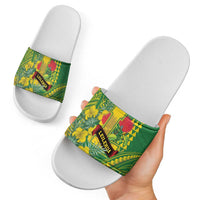 Hawaii Leilehua High School Slide Sandals Tribal Tattoo With Hibiscus Flowers LT05 - Polynesian Pride