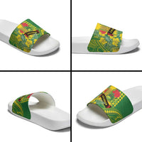 Hawaii Leilehua High School Slide Sandals Tribal Tattoo With Hibiscus Flowers LT05 - Polynesian Pride