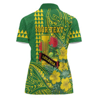 Personalised Hawaii Leilehua High School Women Polo Shirt Tribal Tattoo With Hibiscus Flowers