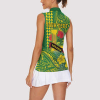 Personalised Hawaii Leilehua High School Women Sleeveless Polo Shirt Tribal Tattoo With Hibiscus Flowers
