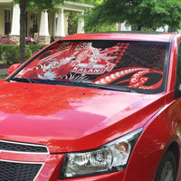Hawaii Kalani High School Auto Sun Shade Tribal Tattoo With Hibiscus Flowers