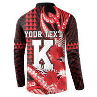 Personalised Hawaii Kalani High School Button Sweatshirt Tribal Tattoo With Hibiscus Flowers