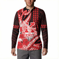 Personalised Hawaii Kalani High School Button Sweatshirt Tribal Tattoo With Hibiscus Flowers