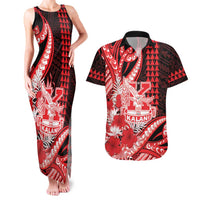 Personalised Hawaii Kalani High School Couples Matching Tank Maxi Dress and Hawaiian Shirt Tribal Tattoo With Hibiscus Flowers
