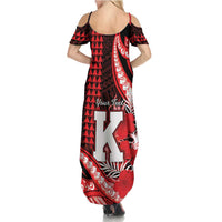 Personalised Hawaii Kalani High School Family Matching Summer Maxi Dress and Hawaiian Shirt Tribal Tattoo With Hibiscus Flowers