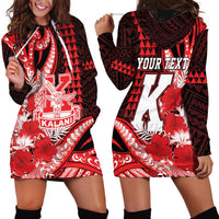 Personalised Hawaii Kalani High School Hoodie Dress Tribal Tattoo With Hibiscus Flowers