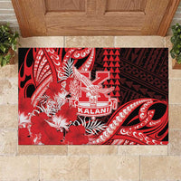 Hawaii Kalani High School Rubber Doormat Tribal Tattoo With Hibiscus Flowers