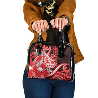 Hawaii Kalani High School Shoulder Handbag Tribal Tattoo With Hibiscus Flowers