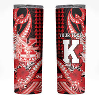 Personalised Hawaii Kalani High School Skinny Tumbler Tribal Tattoo With Hibiscus Flowers