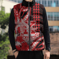 Personalised Hawaii Kalani High School Sleeveless Puffer Jacket Tribal Tattoo With Hibiscus Flowers LT05 - Polynesian Pride
