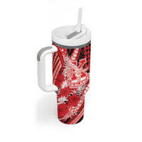 Personalised Hawaii Kalani High School Tumbler With Handle Tribal Tattoo With Hibiscus Flowers