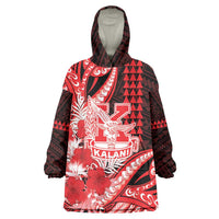 Personalised Hawaii Kalani High School Wearable Blanket Hoodie Tribal Tattoo With Hibiscus Flowers