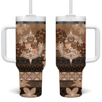 Tonga Emancipation Day Tumbler With Handle Tongan Kupesi Ngatu Pattern Vintage Style