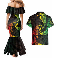 AAPI Heritage Month Couples Matching Mermaid Dress and Hawaiian Shirt Kanaka Maoli Polynesian Tribal Wave