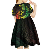 AAPI Heritage Month Kid Short Sleeve Dress Kanaka Maoli Polynesian Tribal Wave