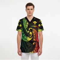 AAPI Heritage Month Scrub Top Kanaka Maoli Polynesian Tribal Wave - Polynesian Pride