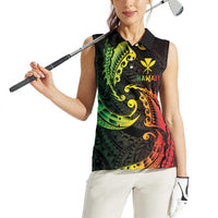 AAPI Heritage Month Women Sleeveless Polo Shirt Kanaka Maoli Polynesian Tribal Wave