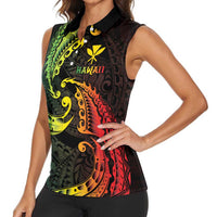 AAPI Heritage Month Women Sleeveless Polo Shirt Kanaka Maoli Polynesian Tribal Wave
