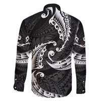 AAPI Heritage Month Family Matching Off The Shoulder Long Sleeve Dress and Hawaiian Shirt American Samoa Polynesian Tribal Wave