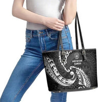 AAPI Heritage Month Leather Tote Bag American Samoa Polynesian Tribal Wave LT05 - Polynesian Pride
