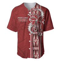Tonga Language Week Baseball Jersey Malo e Lelei Kupesi Ngatu Pattern LT05 Red - Polynesian Pride