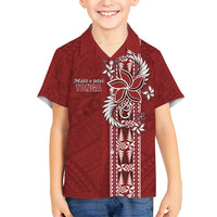 Tonga Language Week Kid Hawaiian Shirt Malo e Lelei Kupesi Ngatu Pattern LT05 Kid Red - Polynesian Pride