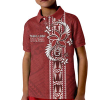 Tonga Language Week Kid Polo Shirt Malo e Lelei Kupesi Ngatu Pattern LT05 Kid Red - Polynesian Pride