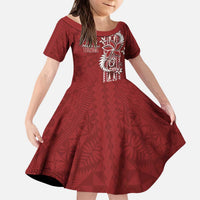 Tonga Language Week Kid Short Sleeve Dress Malo e Lelei Kupesi Ngatu Pattern LT05 KID Red - Polynesian Pride