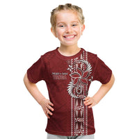 Tonga Language Week Kid T Shirt Malo e Lelei Kupesi Ngatu Pattern LT05 Red - Polynesian Pride