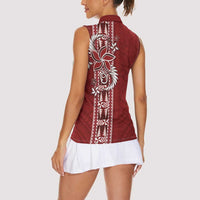 Tonga Language Week Women Sleeveless Polo Shirt Malo e Lelei Kupesi Ngatu Pattern LT05 - Polynesian Pride
