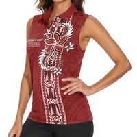 Tonga Language Week Women Sleeveless Polo Shirt Malo e Lelei Kupesi Ngatu Pattern LT05 - Polynesian Pride