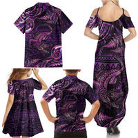 Aotearoa New Zealand Crocodile Family Matching Summer Maxi Dress and Hawaiian Shirt Silver Fern Maori Pattern