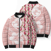 Samoa Teuila Bomber Puffer Jacket Pink Samoan Siapo Motifs LT05 - Polynesian Pride