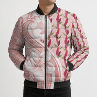 Samoa Teuila Bomber Puffer Jacket Pink Samoan Siapo Motifs LT05 - Polynesian Pride