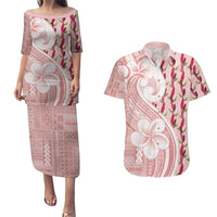 Samoa Teuila Couples Matching Puletasi and Hawaiian Shirt Pink Samoan Siapo Motifs LT05 Pink - Polynesian Pride