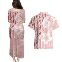 Samoa Teuila Couples Matching Puletasi and Hawaiian Shirt Pink Samoan Siapo Motifs LT05 - Polynesian Pride