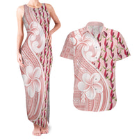 Samoa Teuila Couples Matching Tank Maxi Dress and Hawaiian Shirt Pink Samoan Siapo Motifs LT05 Pink - Polynesian Pride